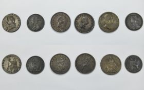 A Good Collection of 18th / 19th Century Half Pennies ( 6 ) In Total. Comprises 1/ Victoria Half