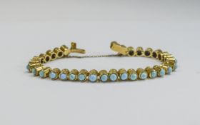 Ladies Very Fine 18ct Gold Turquoise Set Bracelet. Probably Middle Eastern. Marked for High ct Gold,