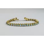 Ladies Very Fine 18ct Gold Turquoise Set Bracelet. Probably Middle Eastern. Marked for High ct Gold,