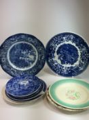 Small Collection of Blue and White Plates and saucers, including Spode's Italian, Liberty Bell,