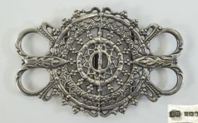 George V Attractive Silver Nurses Buckle with Detailed Openwork. Hallmark 1926. Height 2.5 Inches,