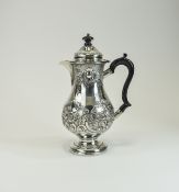Victorian - Nice Quality Silver Embossed Water Jug with Embossed Floral Decoration to Body,