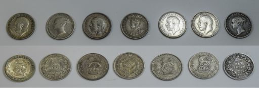 A Good Collection of British Silver Sixpence's ( 7 ) In Total.