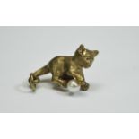 Vintage 9ct Gold Charm Little Kitten Playing With a Ball In The Form of a Pearl.