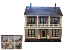 Impressive Scratch Built Dolls House with balcony running full length.