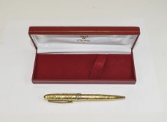 Cartier Style Gold Plated Ball Point Pen with Stylised Embossed Decoration to Case.