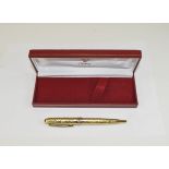 Cartier Style Gold Plated Ball Point Pen with Stylised Embossed Decoration to Case.