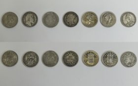 A Good Collection of British Silver and Non Silver Shillings ( 7 ) In Total.