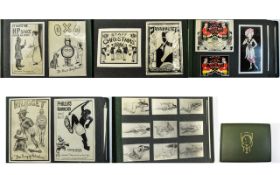 Early 20thC Album Containing 60+ Mixed Cards Comprising Humorous Advertising The Arts,