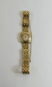 Art Deco Style Ladies Techno's 9ct Gold Watch With Integral 9ct Gold Brick Pattern Bracelet and