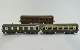 A Good Collection of Collection of 2 1920's Meccano O Gauge Tin Plate Carriages.