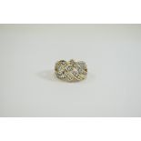 9ct Gold Diamond Crossover Cluster Dress Ring, Set with 39 Diamonds.