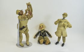 Norah Wellings Sailor Doll plus two various stiffened fabric and felt figures of vintage workmen;