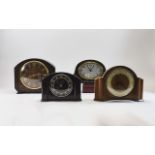A Collection of 1920's and 1930's Wood Cased and Bakelite Mantel Clocks ( 4 ) In Total,