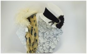 Ladies Dress Hats One moulded Sisal asymetric small topper in cream sisal finished with chocolate