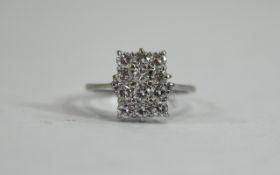 18ct White Gold Set Diamond Cluster Ring, Set With 12 Diamonds of Good Colour.