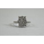 18ct White Gold Set Diamond Cluster Ring, Set With 12 Diamonds of Good Colour.