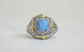 Sleeping Beauty Turquoise Ring, an oval cut cabochon of 1.75cts of turquoise from the now closed