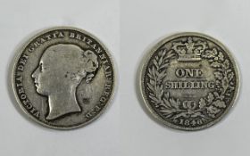 Victoria Silver Shilling, Date 1848 /6, Last 8 Over 6, Very Rare - Rarity 2.