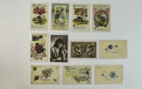 Album Containing Early 20th Century and Vintage Postcards ( 100 ) In Total. Mixed Lot.