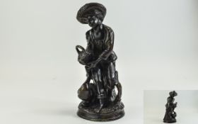 Mid 20th Century Bronze Figurine of a Young Girl,