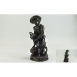 Mid 20th Century Bronze Figurine of a Young Girl,