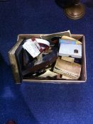 Box of assorted collectibles to include 45 singles, Gibraltar souvenir photograph album,