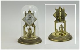 Schatz 400 Day Anniversary Clock with Glass Dome and Ornate Decorated Cream Painted Dial.