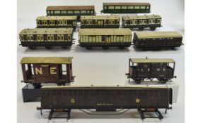 A Good Collection of 11 Scratch built Wooden O Gauge Railway Carriages and Wagons,
