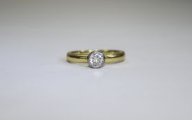 18ct Gold Single Stone Diamond Ring collet set round brilliant cut diamond. Est diamond weight .