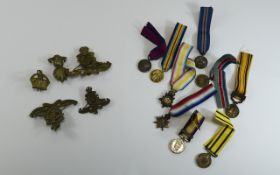 Military Interest Mixed Lot Comprising Miniature Medals And Cap Badges