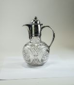 Edwardian Silver Plated and Cut Crystal Globular Shaped Claret Jug,