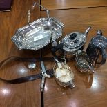 Mixed Collection of Silver Plate Items Approx 8 items in total to include, fruit basket, teapot,