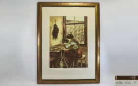 Ellen Kuhn Signed by Artist in Pencil Limited Edition Lithograph. Titled 'The Seamstress; no 95 of