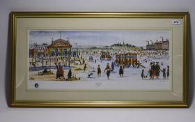 Framed Coloured Limited Edition Print entitled ' The Seaside' by Alan Tortice. Mounted and behind