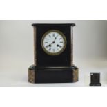 Victorian - Two Tone Shaped Marble and Slate Cased Mantel Clock with Eight Day Striking Movement on