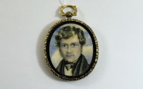 19thC Portrait Miniature, Depicting A Gent,