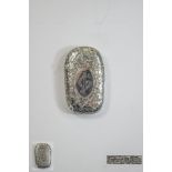 Victorian Nice Quality Hinged Ornate Silver Vesta Case with Stylised Floral Engraving.