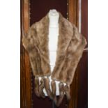 Light Brown Mink Stole with Tail Detailing Good quality Mink stole with shawl collar and brown