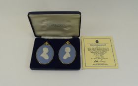 Wedgwood Royal Wedding 1981 Jasperware Portrait Miniatures Boxed set of Charles and Diana