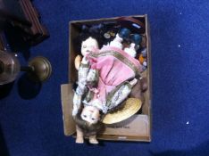 Box of Soft Toys & Dolls to include doll on stand etc