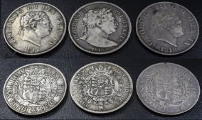 George III - Good Grade Silver Half Crowns ( 3 ) In Total. Comprises 1/ George III Small Head,