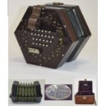 A Top Quality Antique Concertina with 48 Metal Keys.