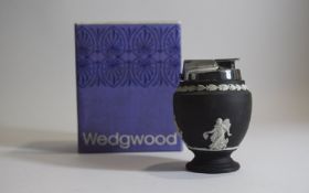 Wedgwood Black Basalt Floral Girls Table Lighter.