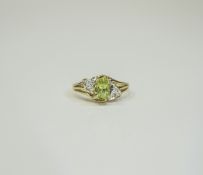 9 Carat Gold Dress Ring. Central Peridot