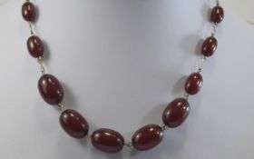 Early 20thC Cherry Amber Necklace 17 Gra