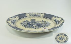 Large Blue and White Charger Plate Oval