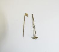 19thC Victorian 15ct Gold Hat Pin starbu