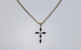 9ct Gold Sapphire and Diamond Pendant Cr