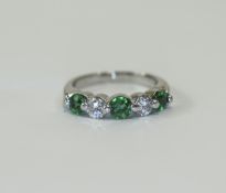 18ct White Gold Set 5 Stone Emerald and